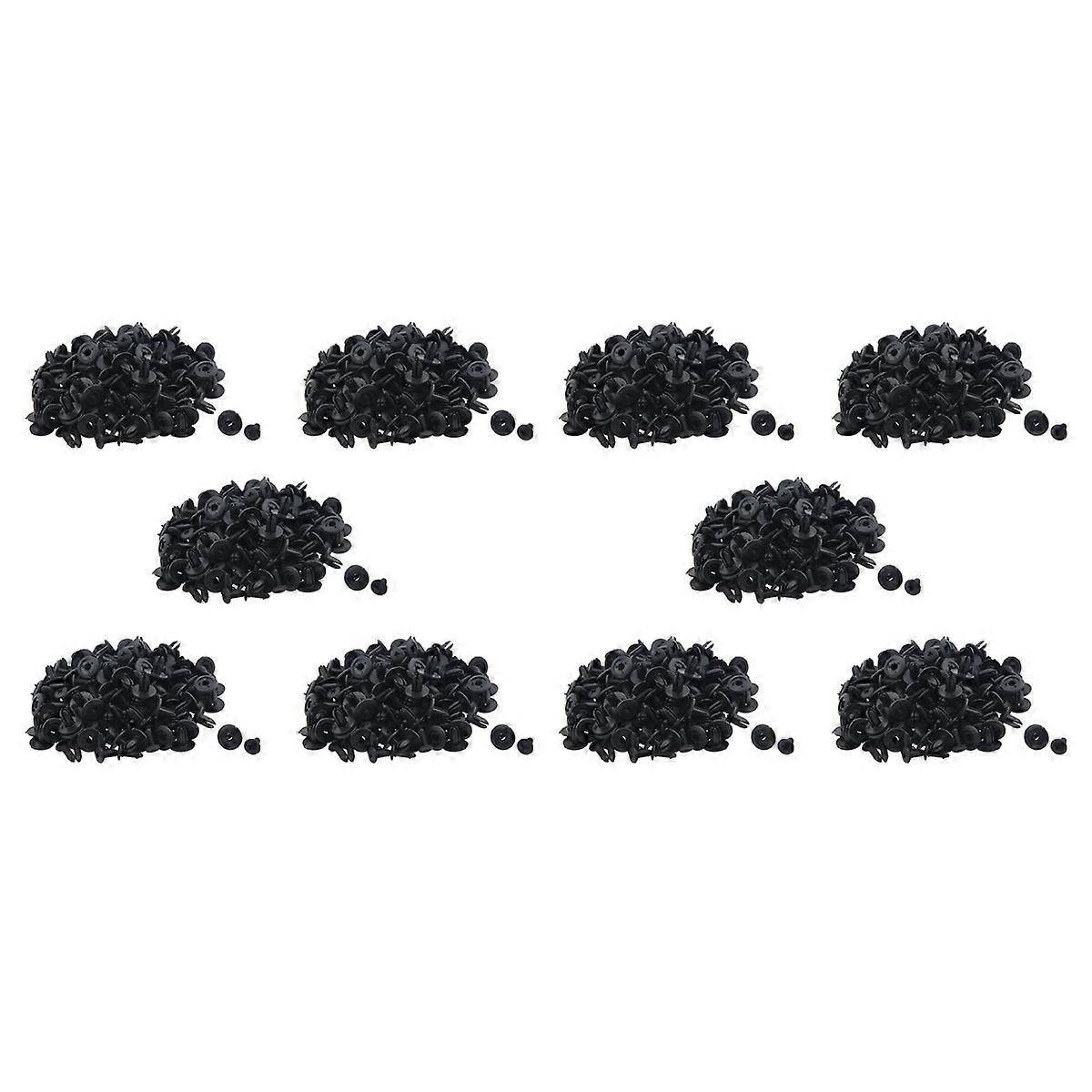 1000 Pcs Car Push Type Black Plastic Rivets Fastener 6mm Hole