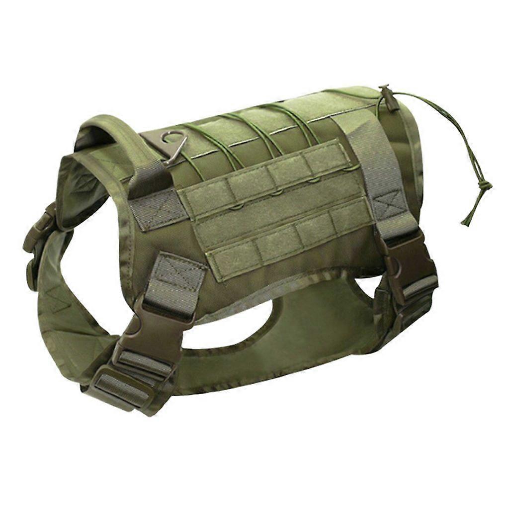 Dog Tactical Harness - No Pull, Reflective, Army Green, Adjustable