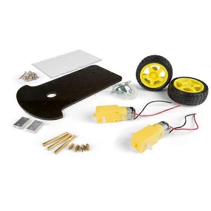 Whadda robotic kit with motor and 2 wheels, DC motor and 2 wheels, pre-drilled mounting holes.