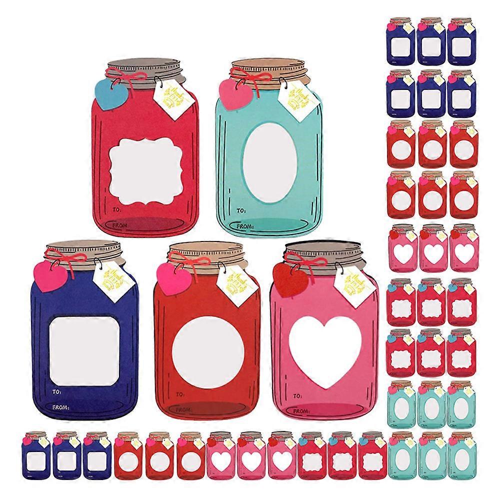 Mason Jar Valentines Cards Kids Classroom Valentines Assorted Color Reward Card Decoration 50Sets