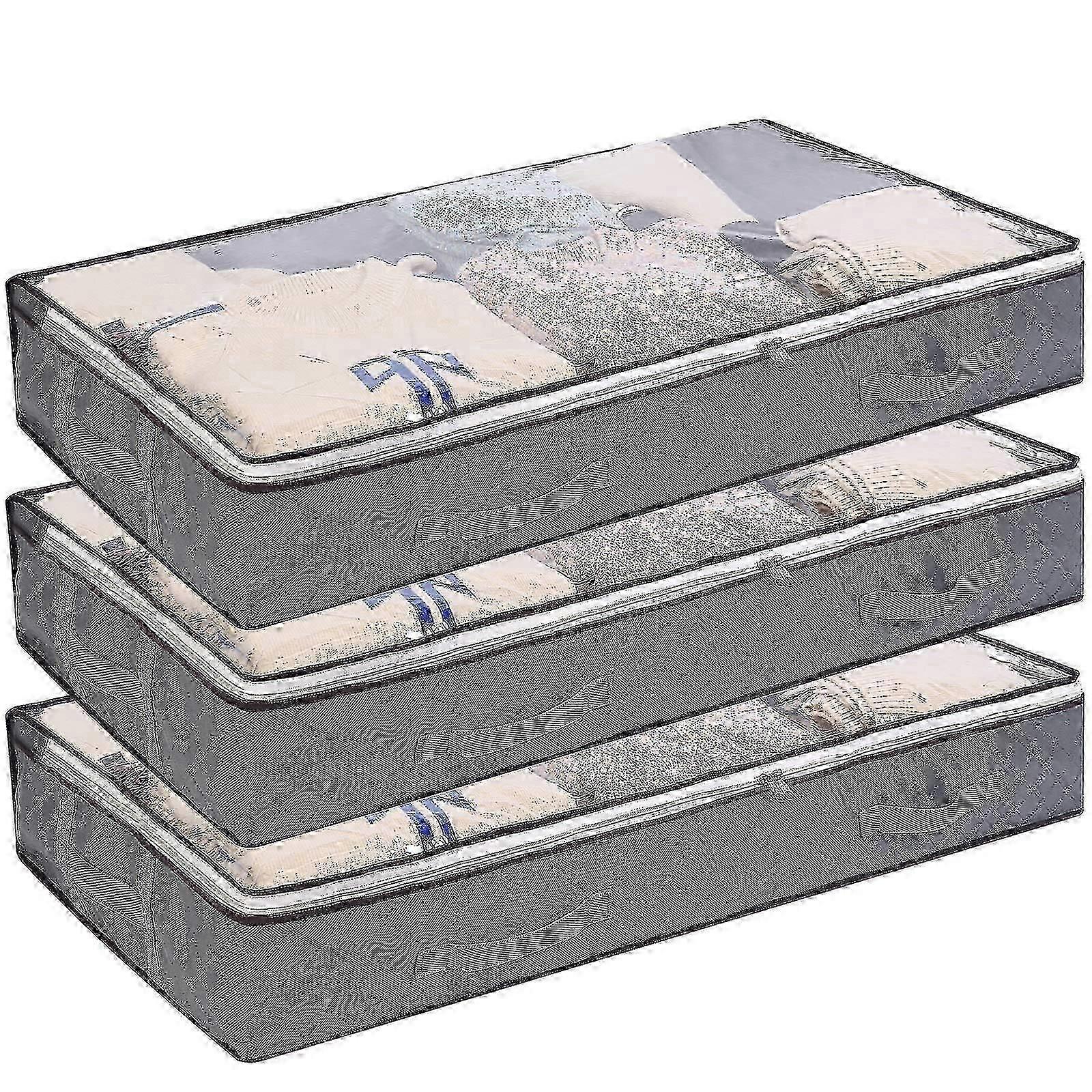 2025 Latest Model 3 Pack Underbed Storage Bags 75L Foldable Clothes Bag Large