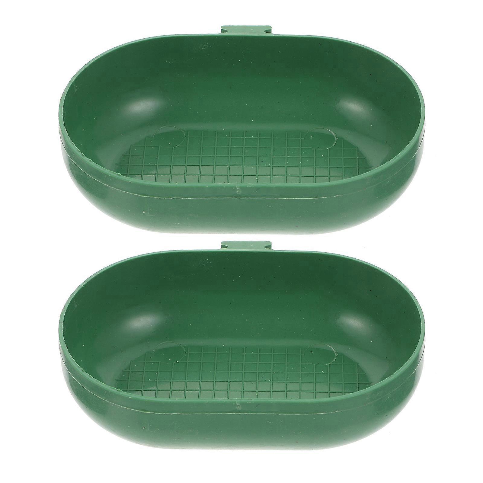Plastic Bird Shower Basin for Pet Use with Hook Design 2 Pieces Green