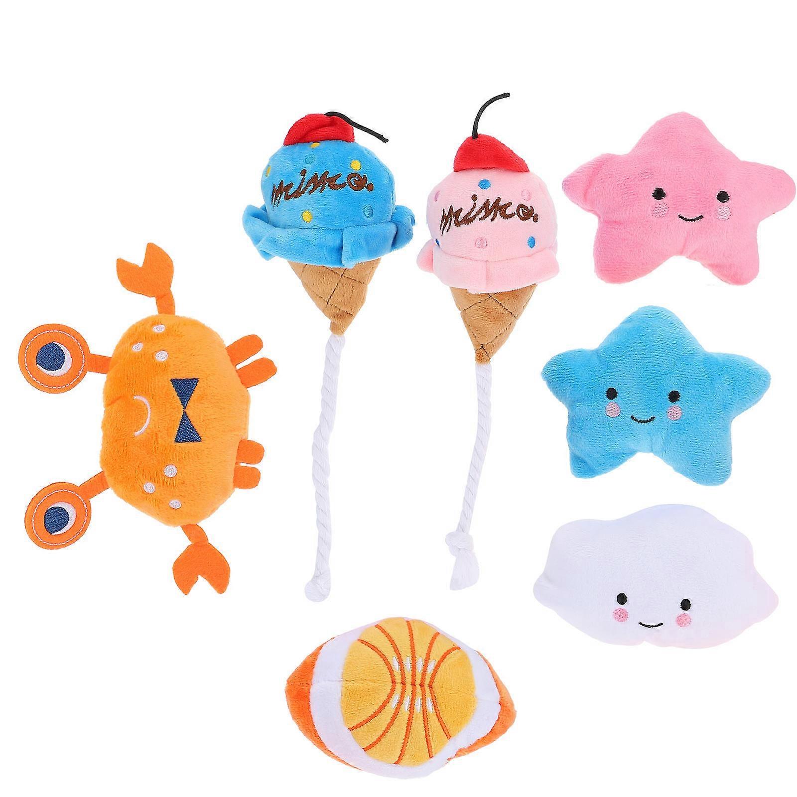 Pet Molar Playthings Cream Shaped Chewing Interactive Toy Reduce Anxiety Suitable For Puppy 7Pcs