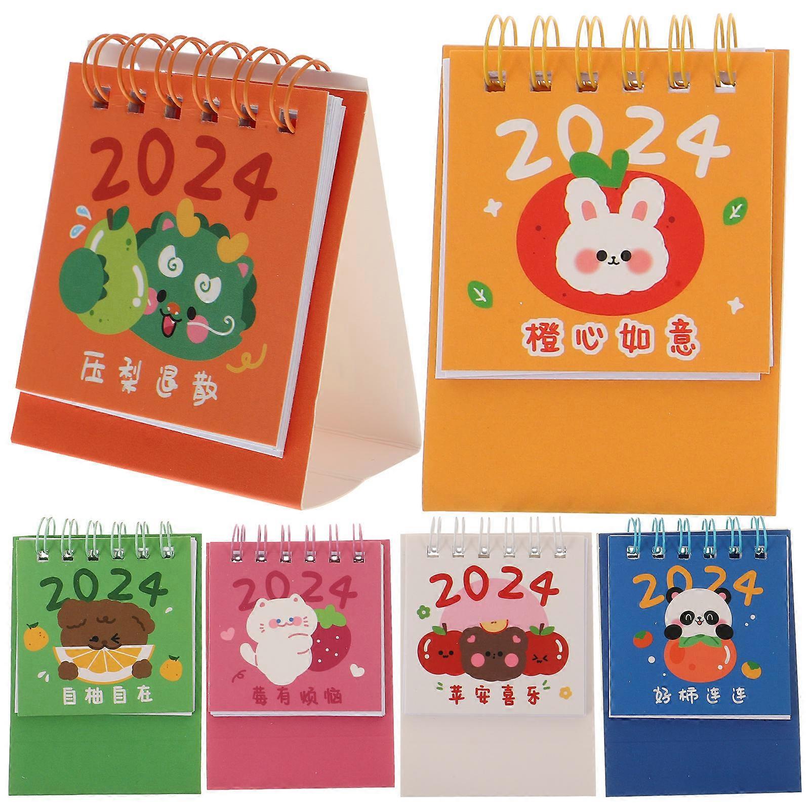 Adorable Desk Calendars Simple Table Calendars Office Use Colorful 3.73X2.67X0.47in Memo Planning 6Pcs