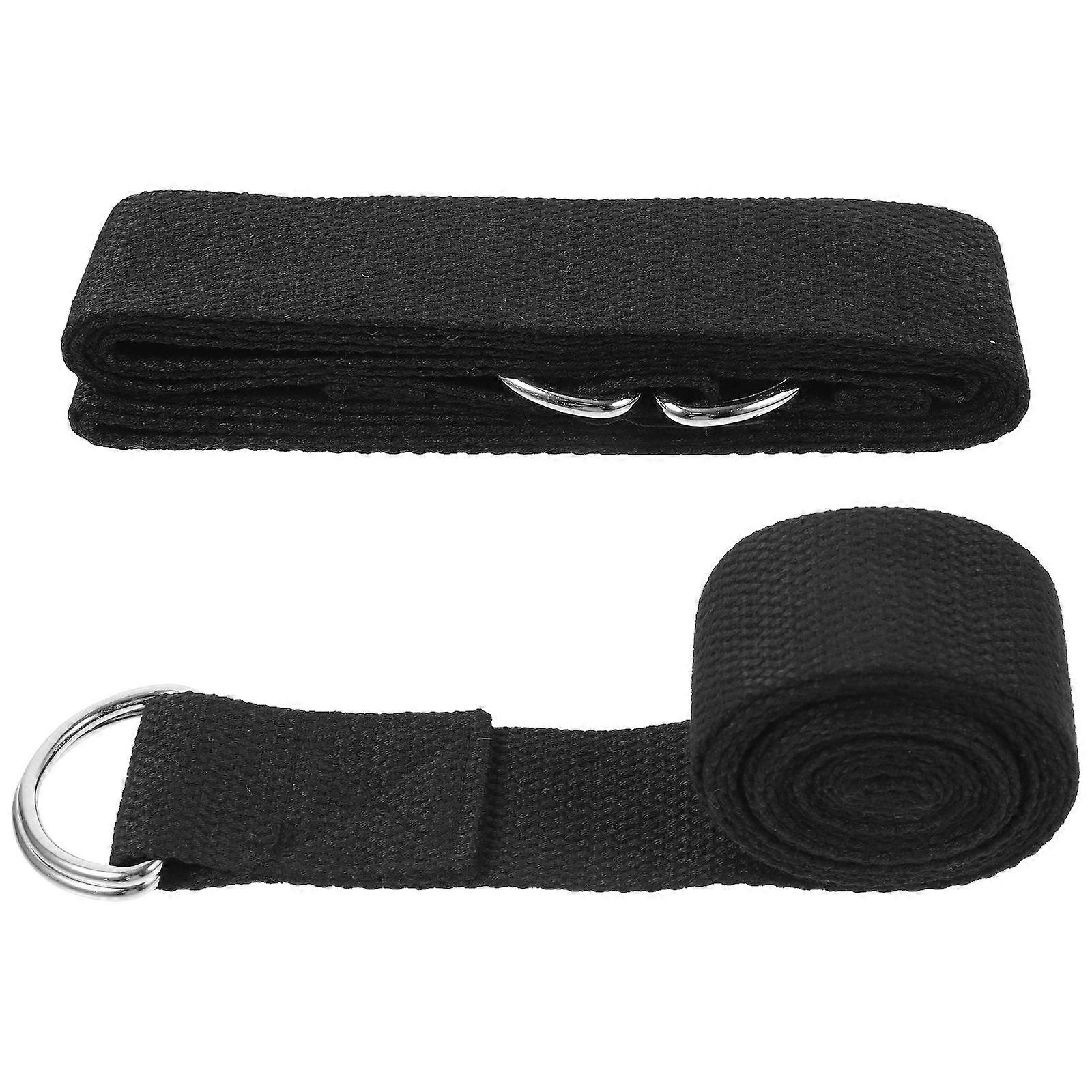 Elastic Yoga Stretching Strap Professional Exercise Band Daily Use Yoga Training Accessory Black 2Pcs