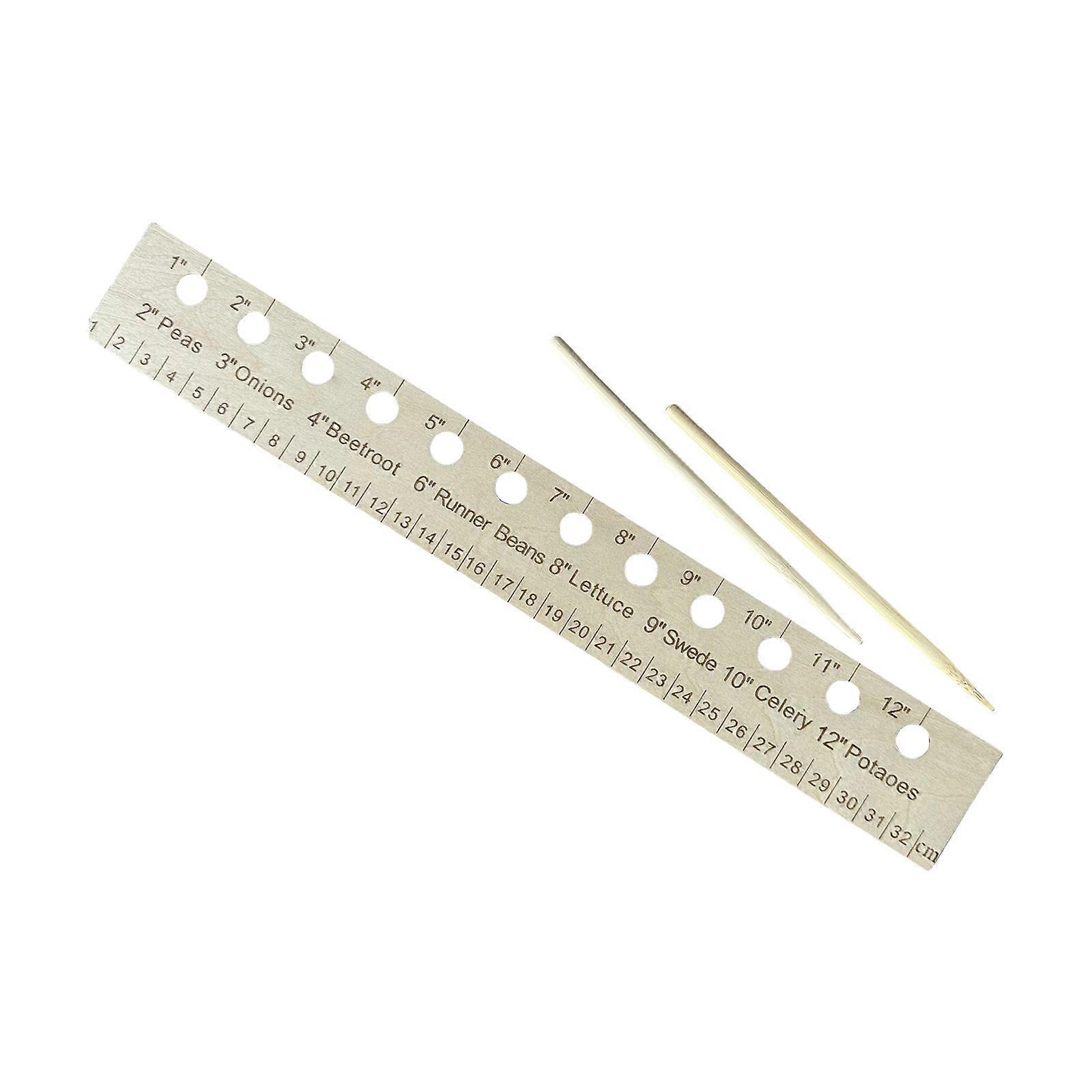 Gardening Tool With Spacing Guide Holes And Planting Dibber For Seeder Distribution In Vegetable Patches