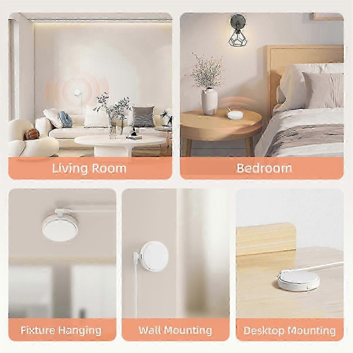 Compatible WiFi MmWave Radar Human Presence Motion Sensor, Luminance/Distance Detection PIR Sensor for AI