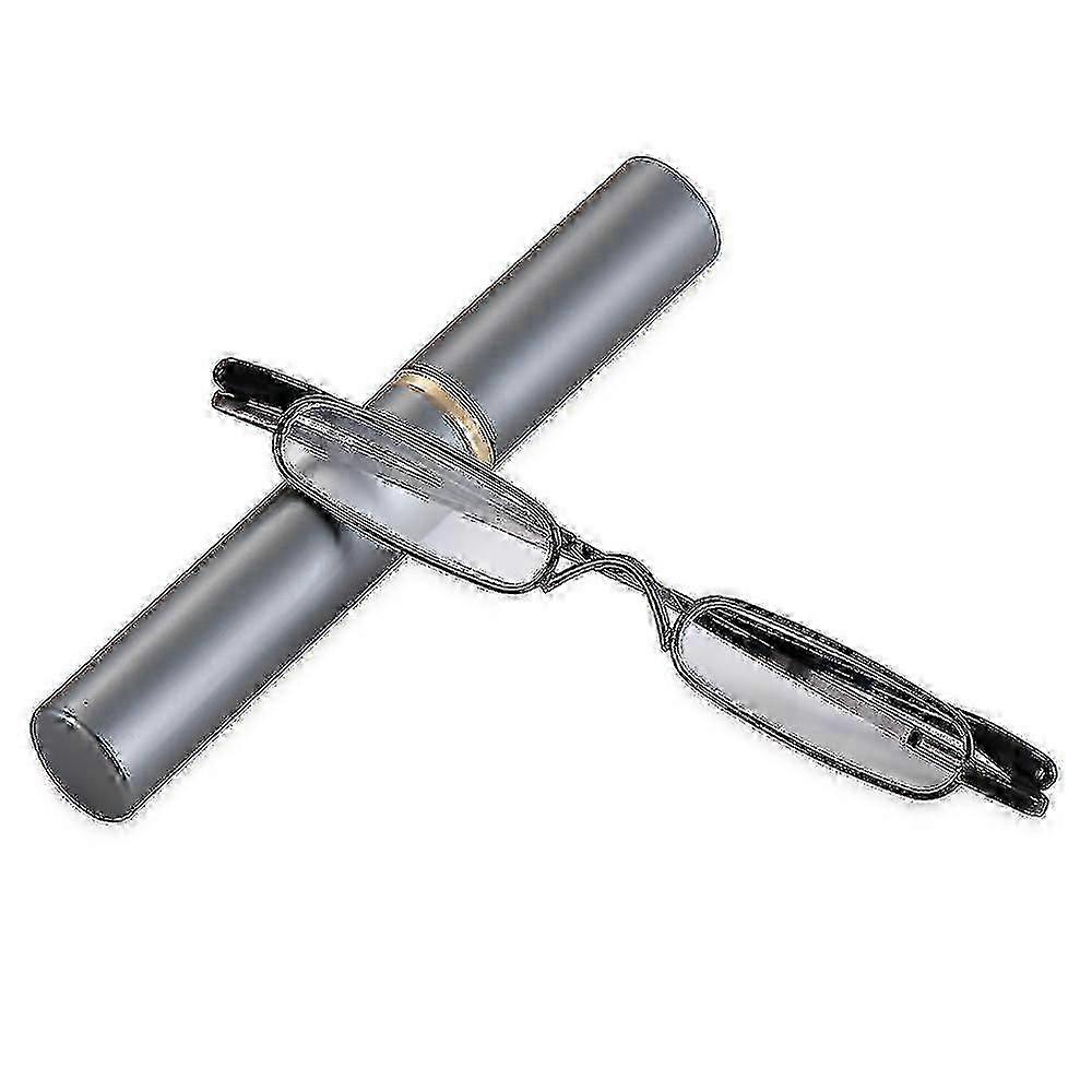 Stylish Reading Glasses with Metal Frame, Ultra-thin Portable Mini Eyeglasses for Presbyopia with Box