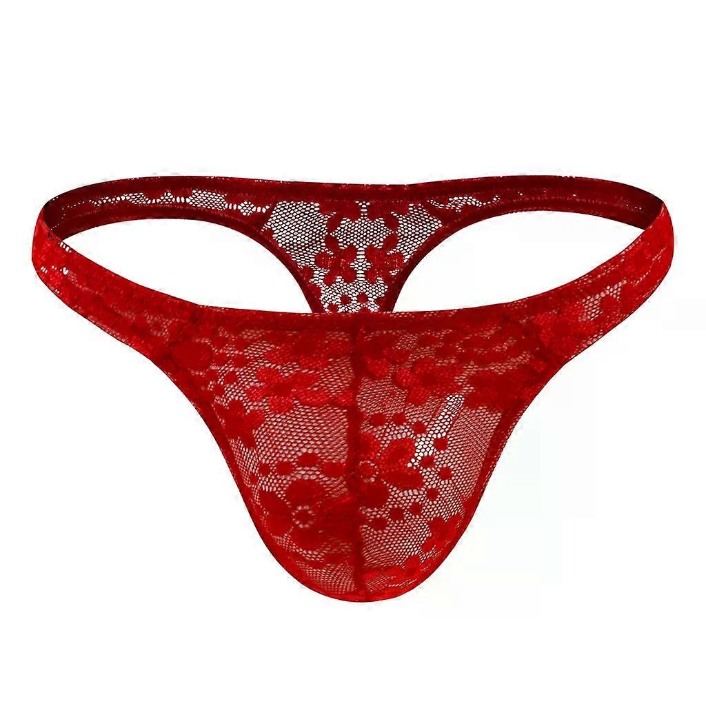 Hommes érotique T Dos String Gays Taille basse U Poche convexe Sous-vêtements Sissy Dentelle Maille Transparent Sous-Vêtements Ouvert Fesses G-String