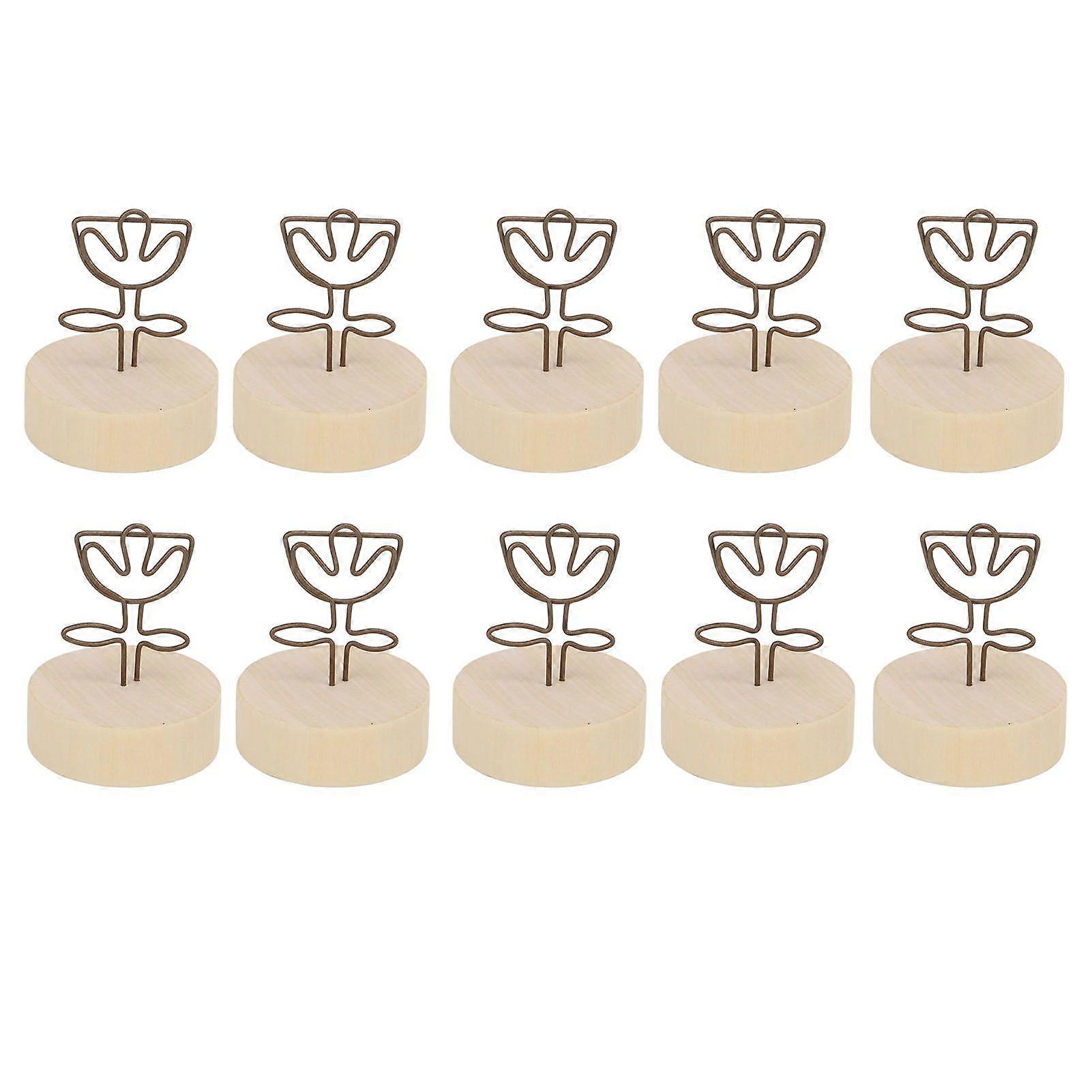 2025 Latest Model 10Pcs Table Number Holder Wooden Base Flower Style Wide