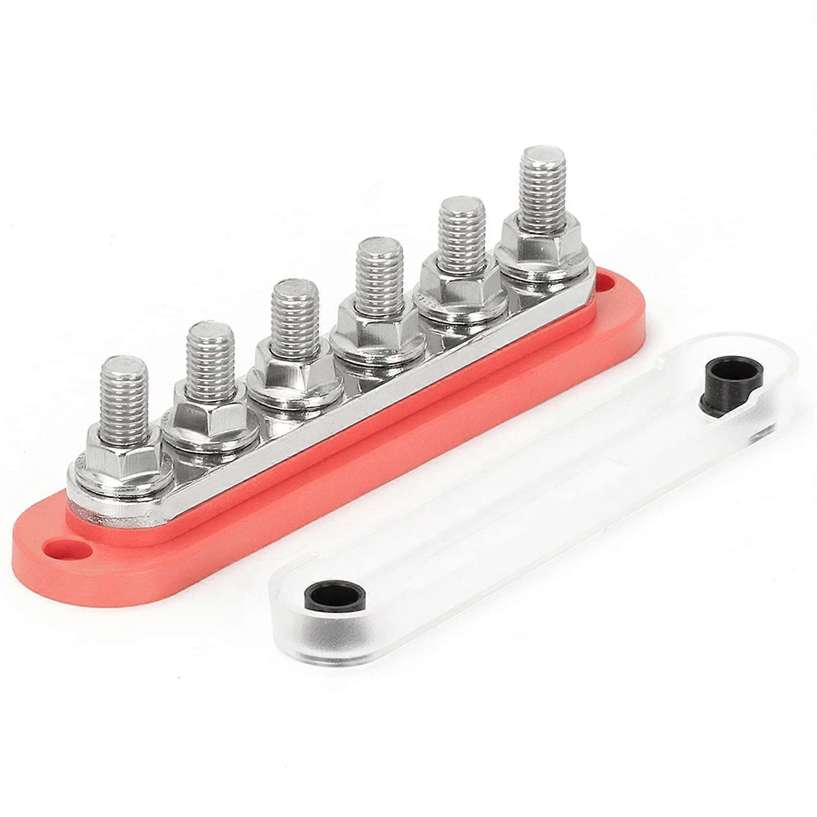 300A negative bus bar 12V distribution block 6 x 3/8 (color: red)