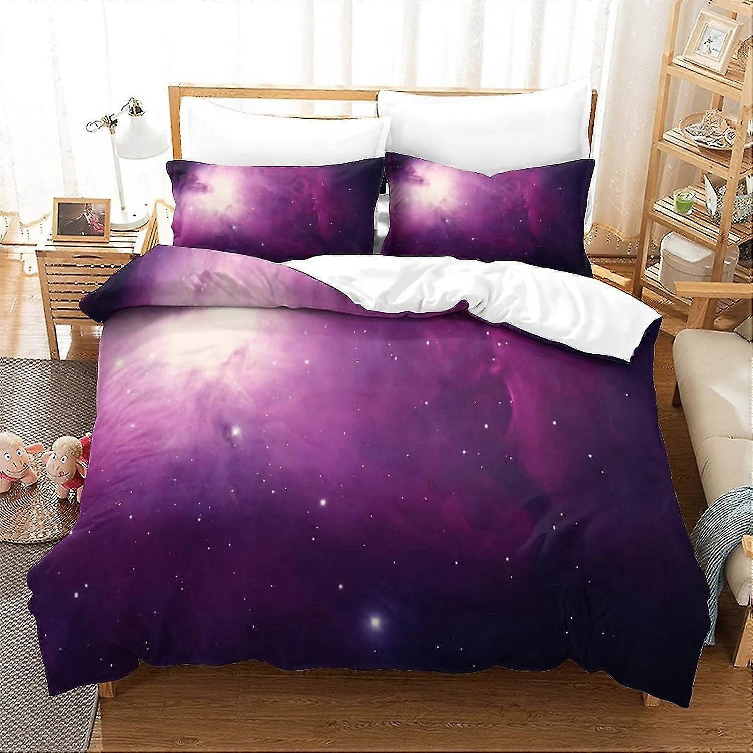 3D Printed Purple Star Duvet Cover Set for Single Bed, Soft Lightweight Microfiber with Zipper Closure
