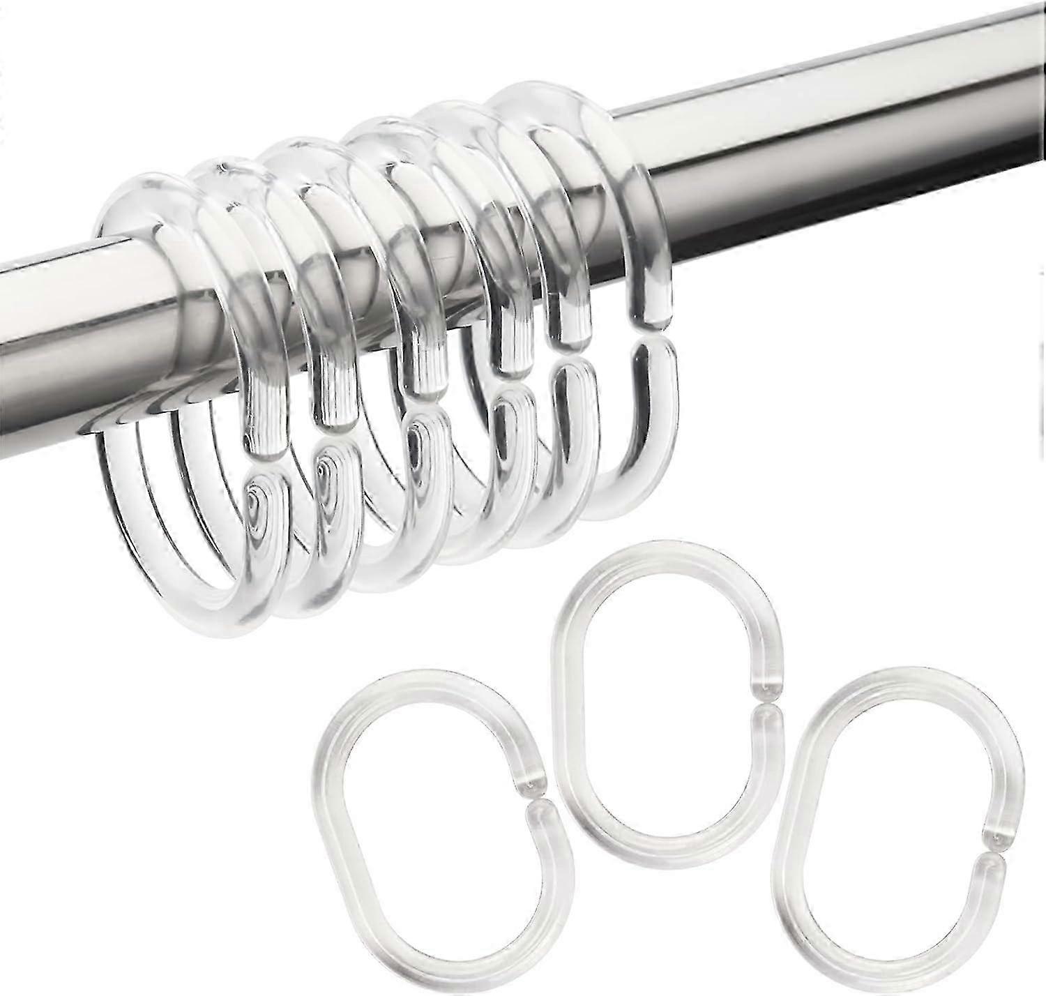 Plastic Shower Curtain Rings Hooks, 36 Pcs C Shaped Hooks for Shower Curtain