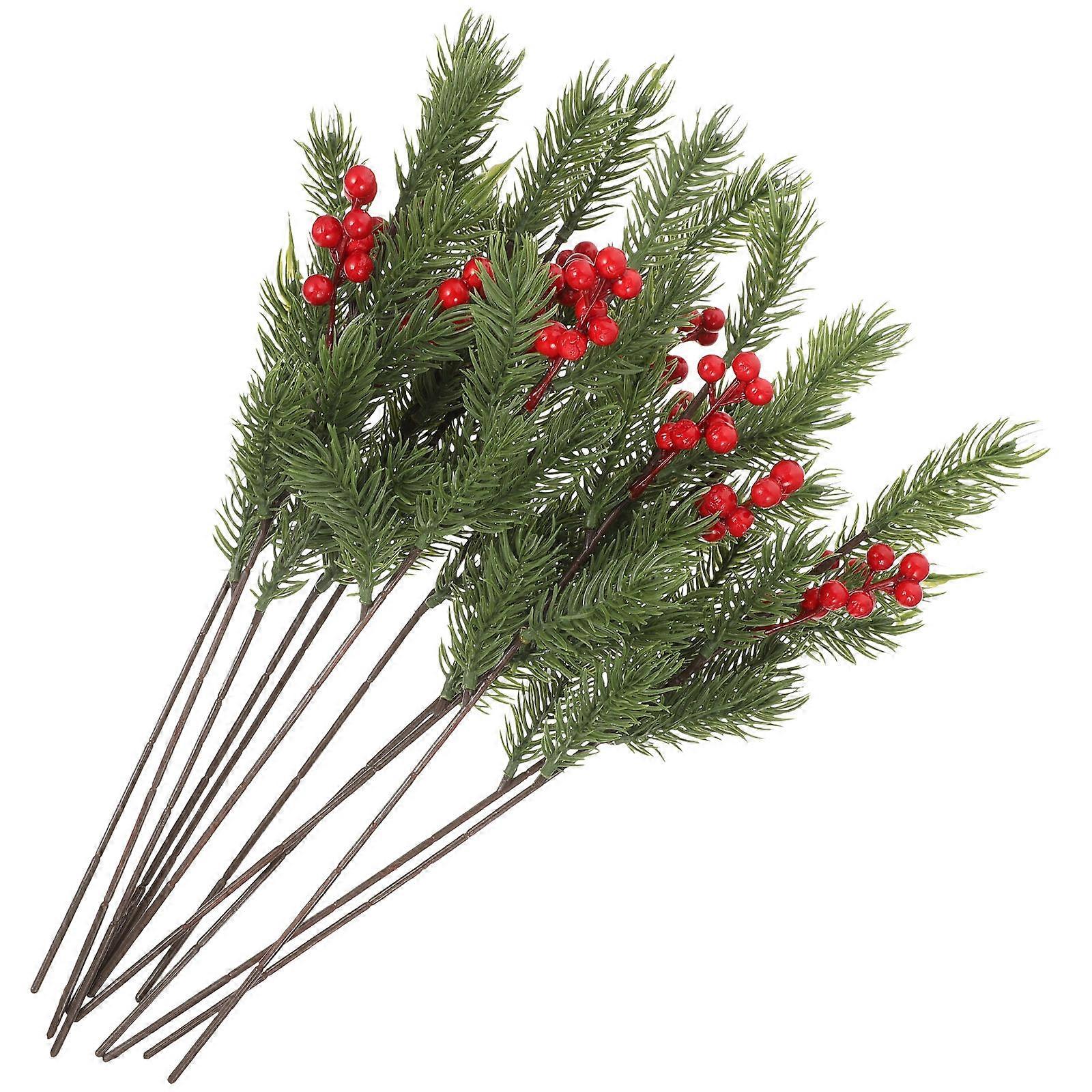 Artificial Red Berry Stems Realistic Style Winter Holiday Season 12pcs