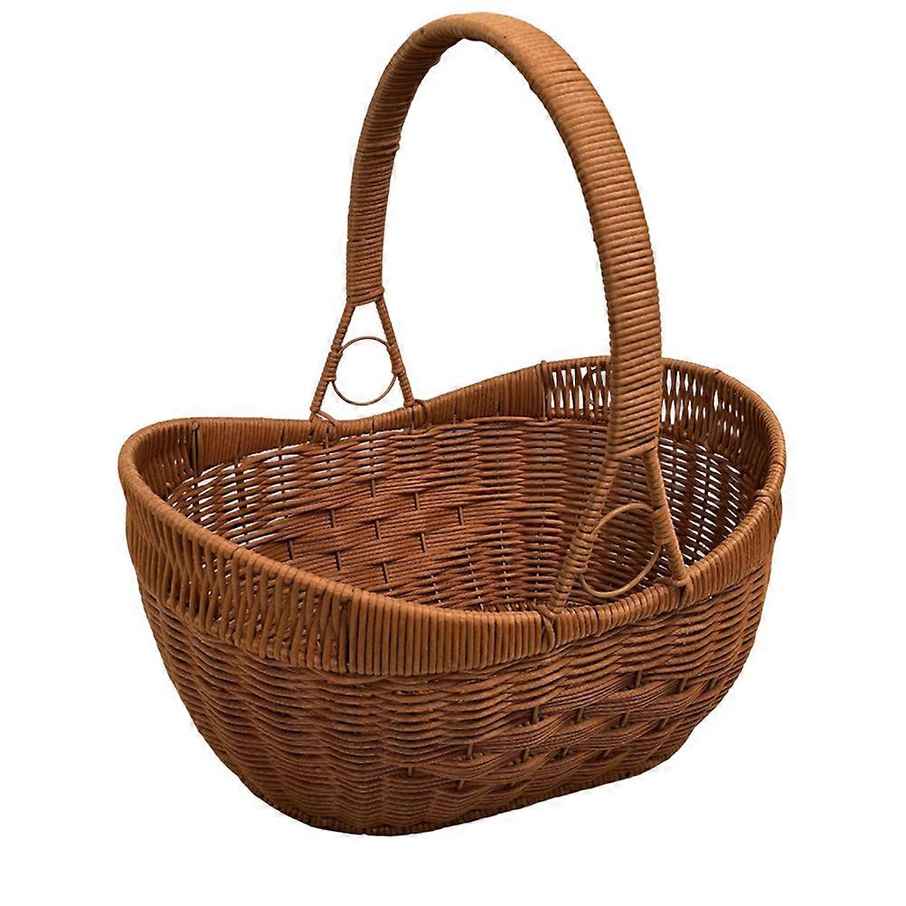 Decorative Woven Basket Multi-Function Fruit Basket Outdoor Activities Mushroom Picking 35.00X27.00X18.00CM 1Pcs