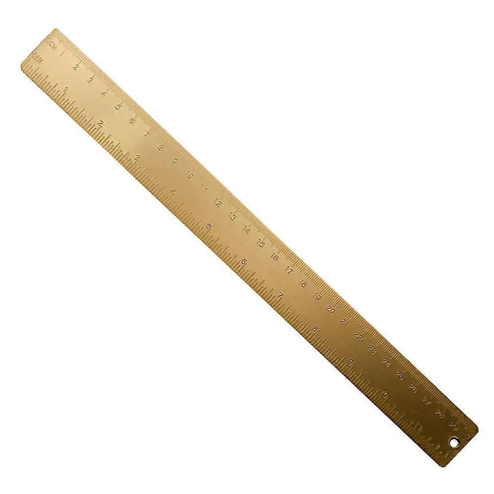30 cm Brass Ruler, Gold Metal Measuring Ruler, Straight Ruler, Drawing Tool for School and Office Supplies Pack of 1