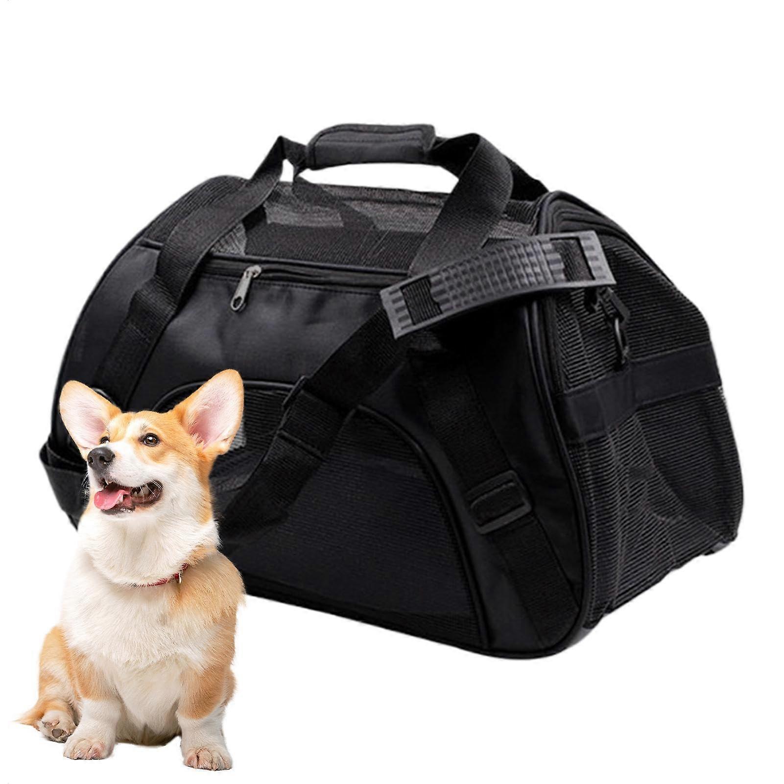 Pet Carrier, Foldable Cat Bag, Portable Soft-Side Dog Carrier with Adjustable Strap for Puppies and Kittens, Black, L 15 x W 15 x H 8 cm
