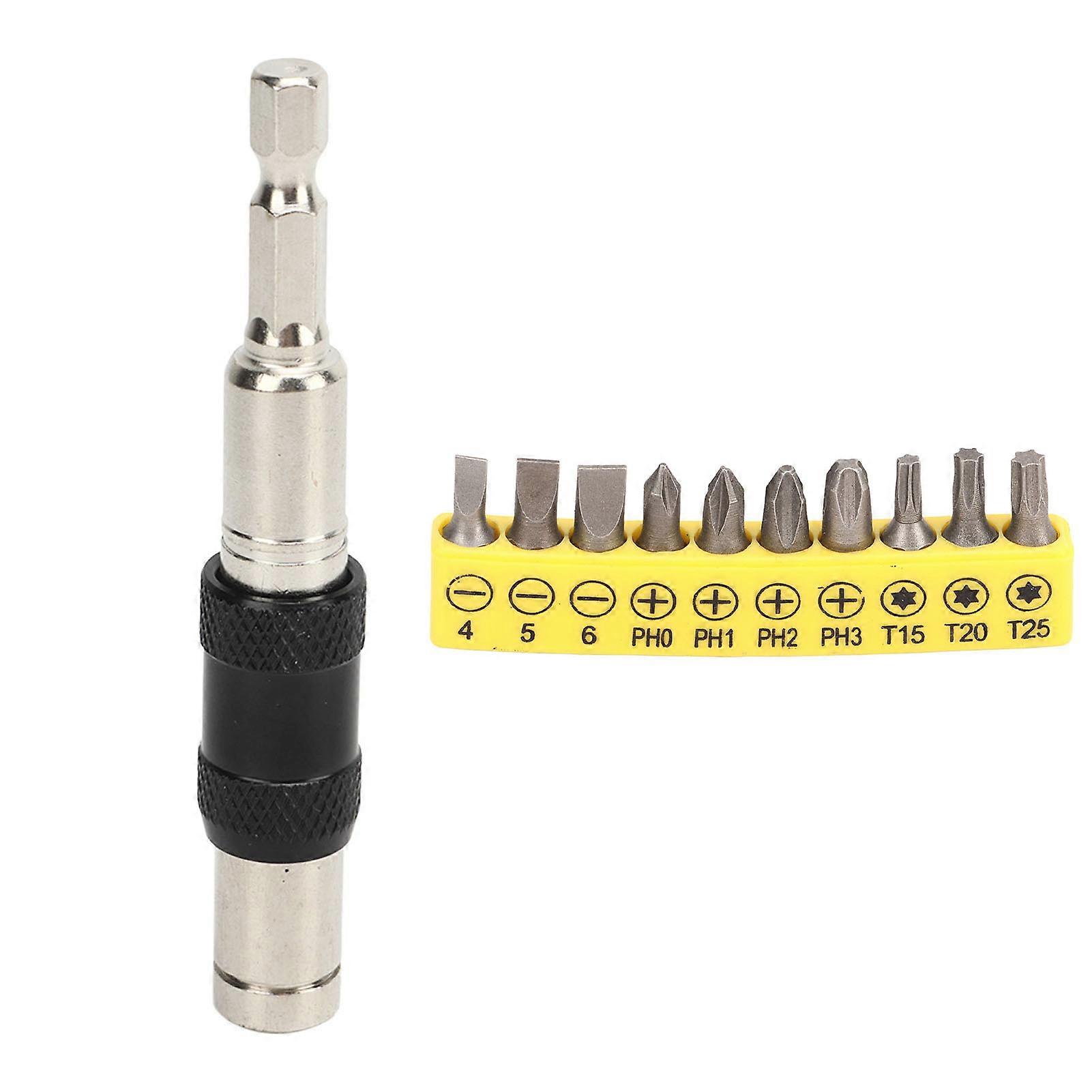 Mini Socket Wrench Multi Angle 10 in 1 6.35mm Quick Release Screwdriver Set with 10 Drill Bits for Hand Repair DIY Tools
