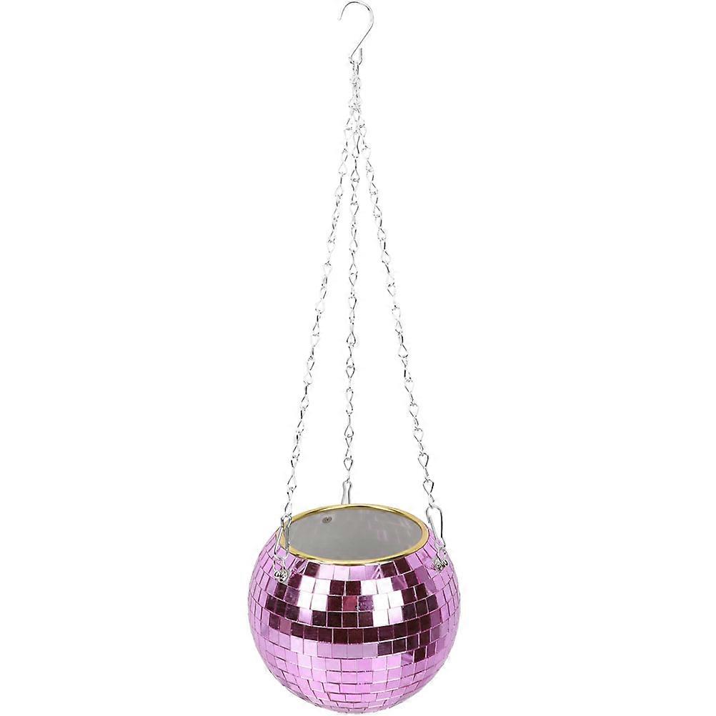 Colorful Planter Disco Ball Hanging Planter Reflection Function Garden Decoration 10x8cm Plastic Material Homeowners 1Pack