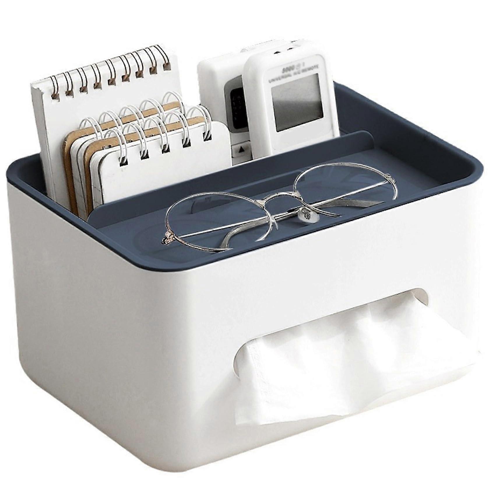 Tissue holder, duallayer PP tissue box cover, minimalist rectangular holder for nightstands, beds, and end tables.