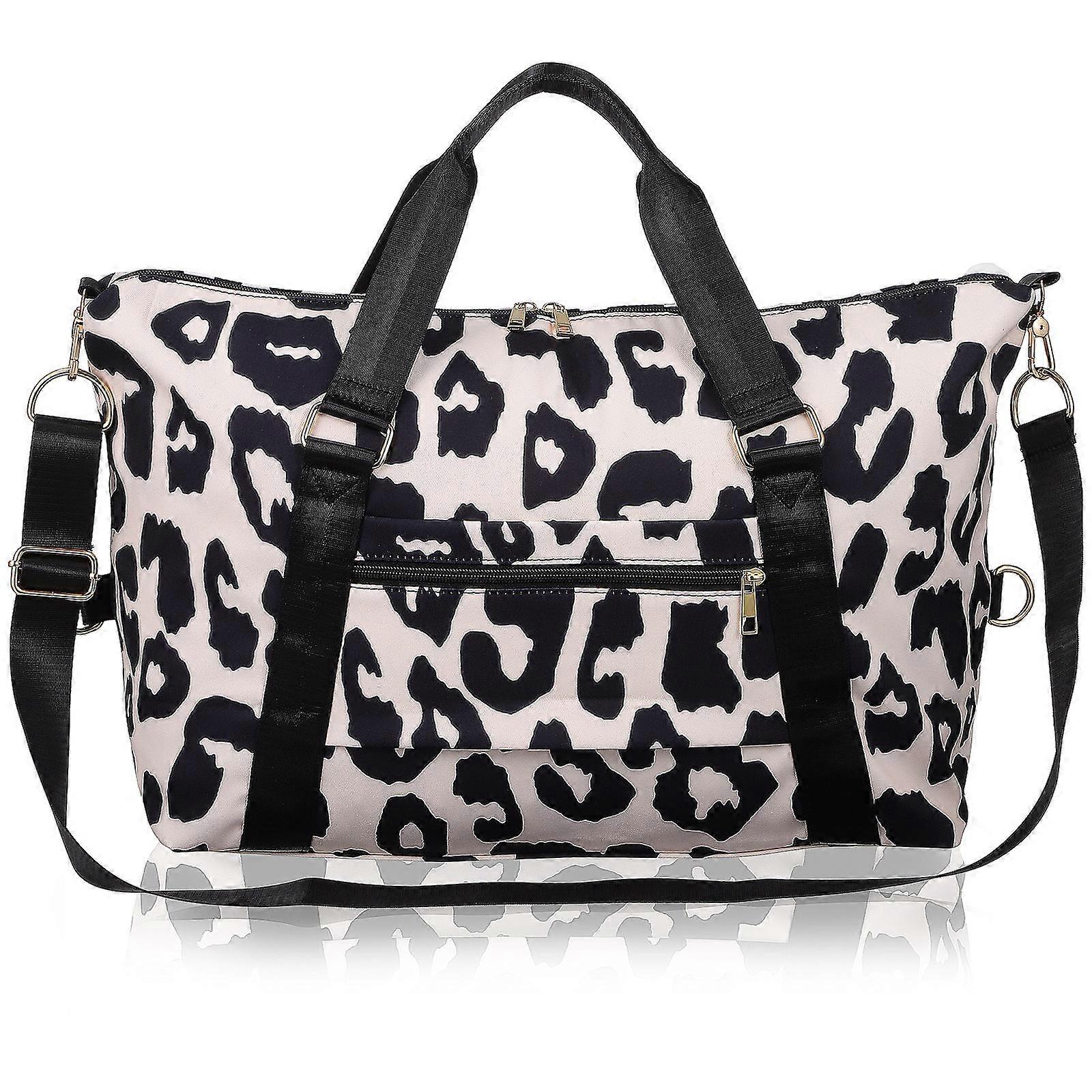 Cow Pattern Travel Bag for Women – Large Capacity, Tear Resistant Oxford Cloth, Multiple Pockets, Wet Compartment, Adjustable Shoulder Strap,