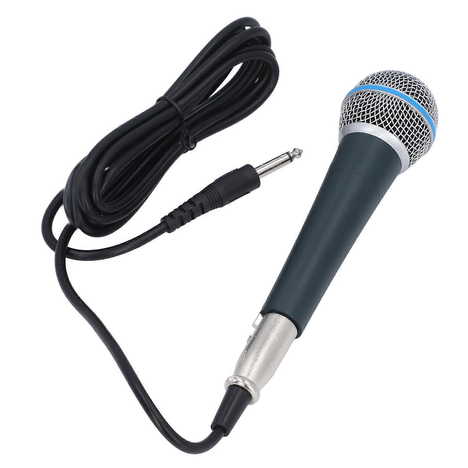 Professional dynamic vocal microphone with cardioid polar pattern, hardened diaphragm, aerospacegrade aluminum alloy, 3pin XLR connector, extended.