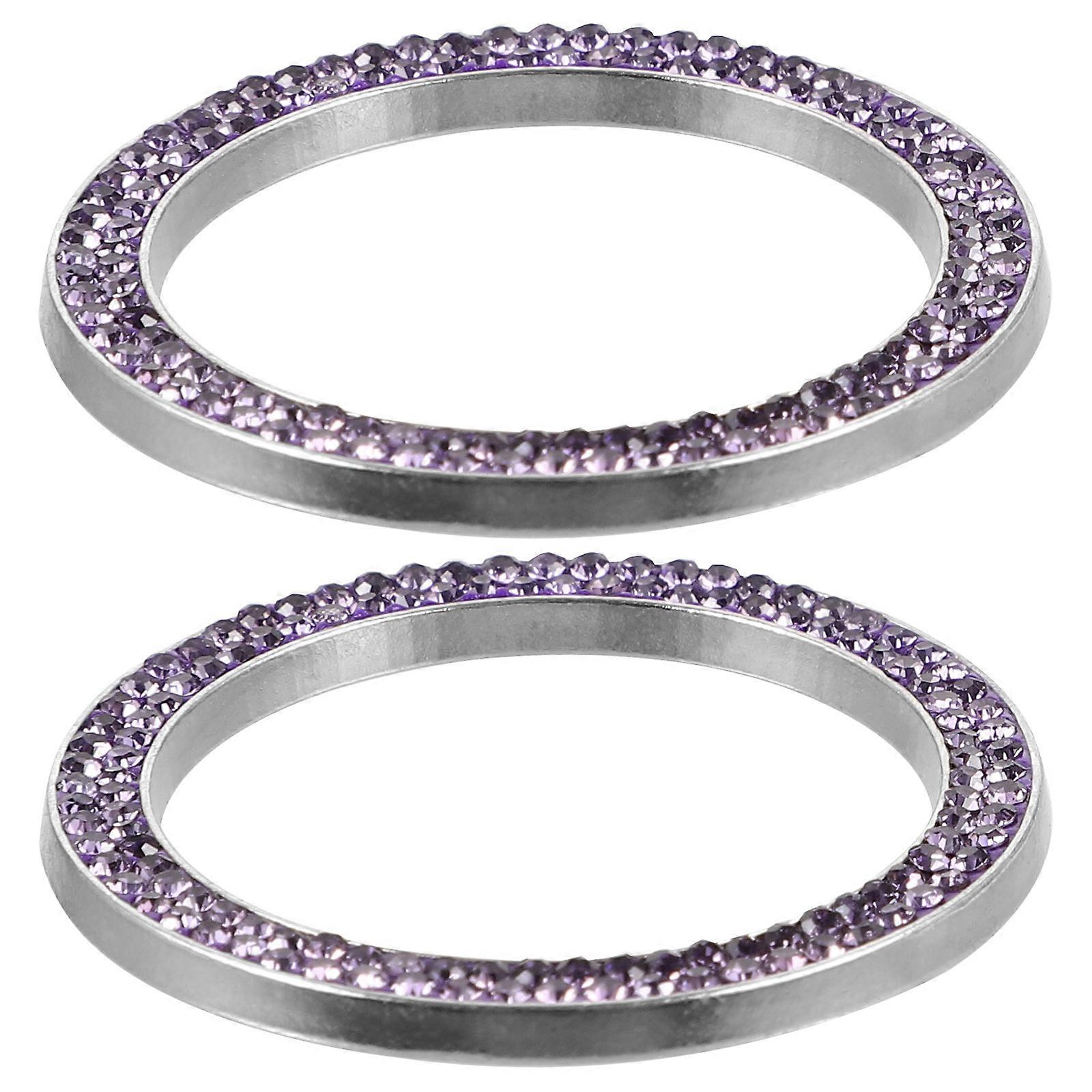 Bling Crystal Decorative Circle for Car Interior Violet Launcher Ring 2 Pieces Protects Edges