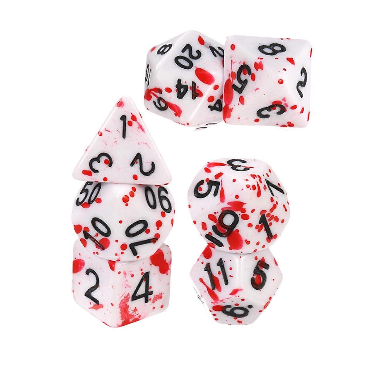7piece polyhedral dice set with design, table decor for Halloween parties and board games, portable and creative for parties and game nights.