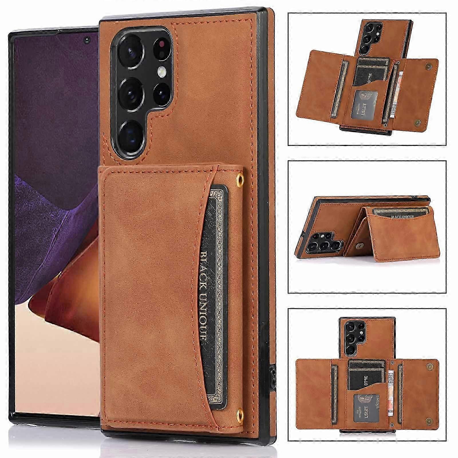 Galaxy S24 Kılıf, PU Deri Kickstand Kart Tutucu Yuvaları Manyetik Geri Çevirme Folyo Koruyucu Kapak Kadınlar Erkekler Kızlar için
