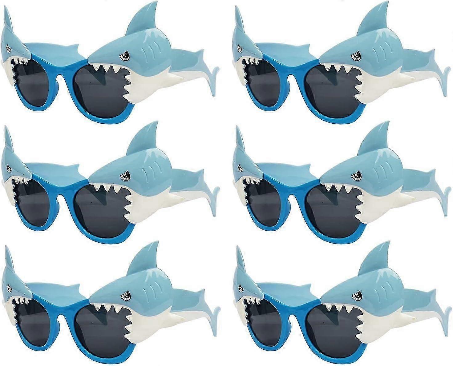 2025 New Shark Glasses Party Favors, 6pcs Shark Photo Booth Props Ocean Pool Party Supplies Costume Shark Bir