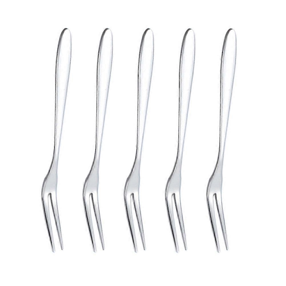 Stainless Steel Fruit Fork for Children Use Perfect for Parties and Daily Use 5 Pcs Silver