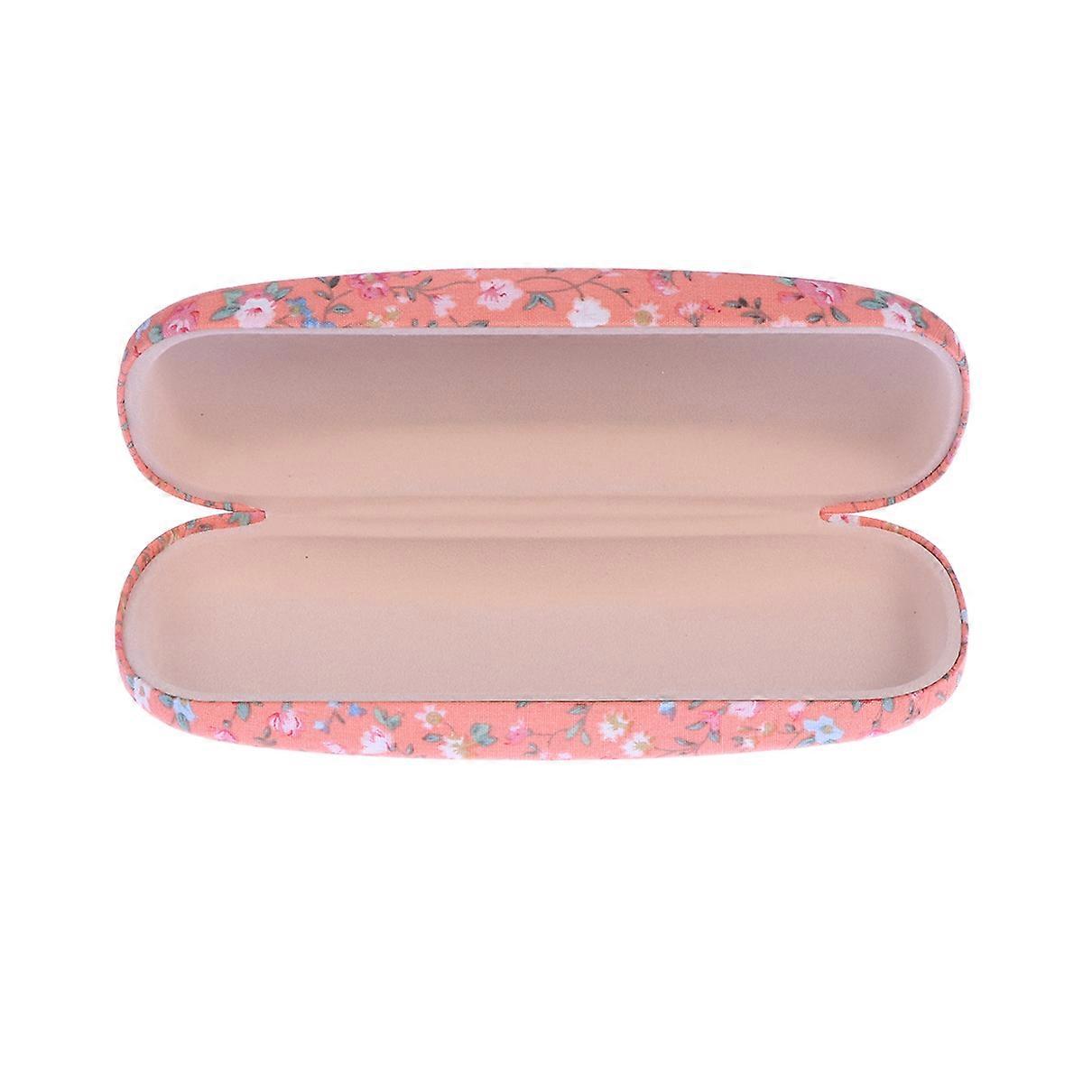 Eyewear Protector Portable Floral Printed Sunglasses Hard Eye Glasses Case Pink For Everyday Use And Travel 1Pack