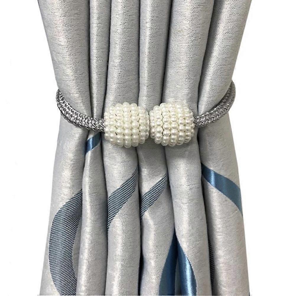 Curtain Tiebacks with for Decoration Grey Polyester 2 Pieces