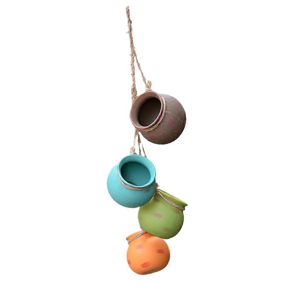 Ceramics Flowerpot Set of 4 Assorted Color Hanging Pots for Flower Planting Decor 6.5
