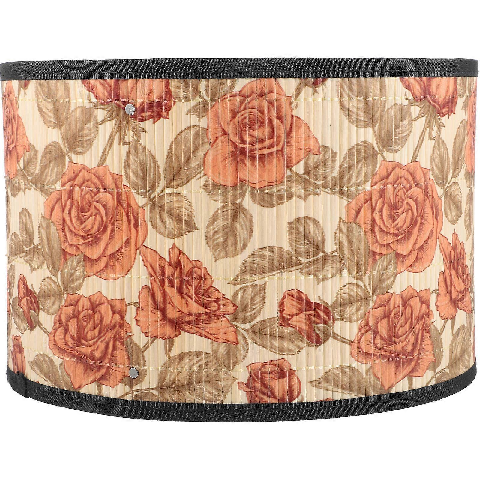 Bamboo Lampshade with Floral Pattern, Sturdy and Elegant Design for Bedroom, Living Room or Dining Area – Softens Light for a Warm Atmosphere