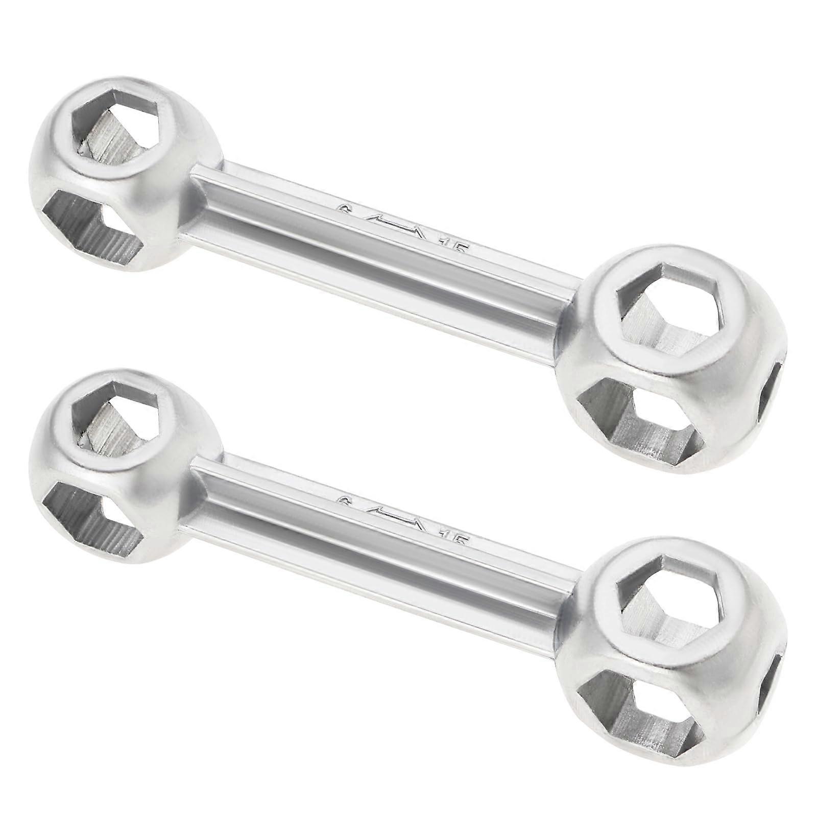 2pcs Bicycle Hexagonal Bone Wrench Length 92.3 mm 10 in 1 615 mm Metric Dog Bone Shape Wrench Hex Hole Wrench Silver