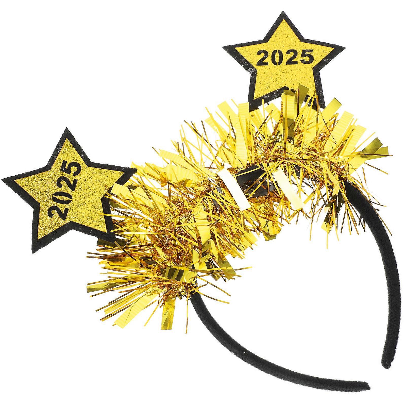 Golden Glitter Headband for New Year Party Decoration Creative Cosplay Accessory 2025