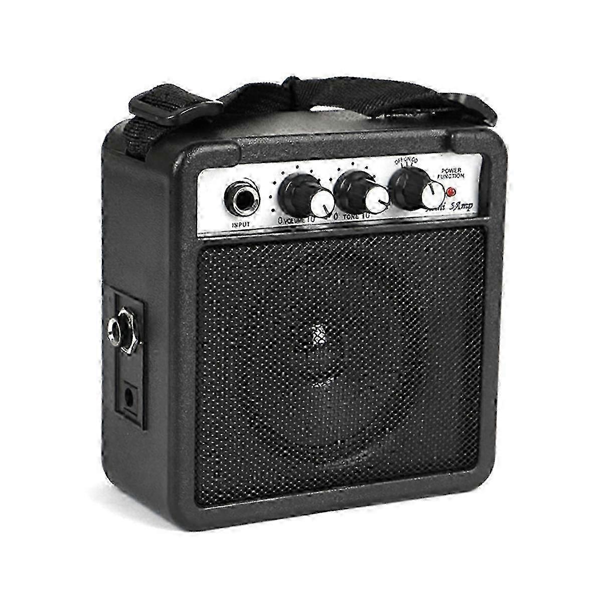 5W Mini Guitar Amplifier Amp Speaker with 3.5mm & 6.35mm Inputs 1/4 Inch Output with Volume Tone Adjustment Overdrive