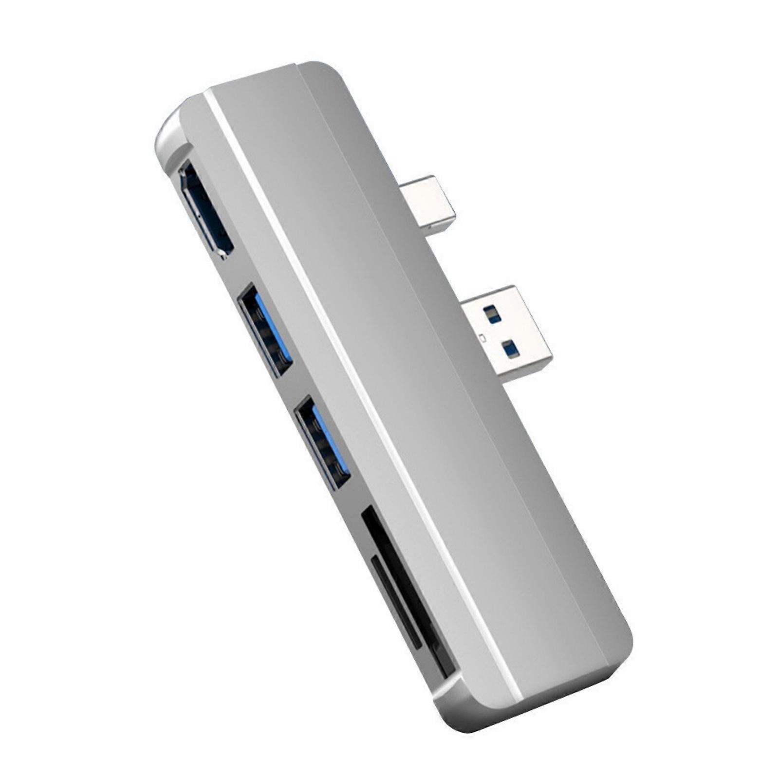 Portable Docking Stations USB Hubs for Pro4 5 6 with 4K@30Hz and Memory Card Support  Silver