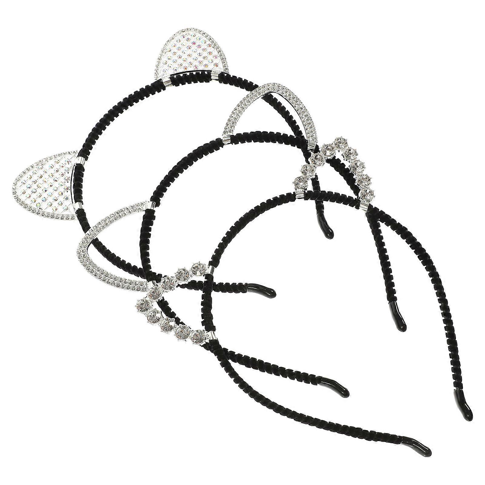 Here's a refined and professional product description for your **3pcs Cat Ear Headband**:
**3PCS Cat Ear Headband – Rhinestone Embellished