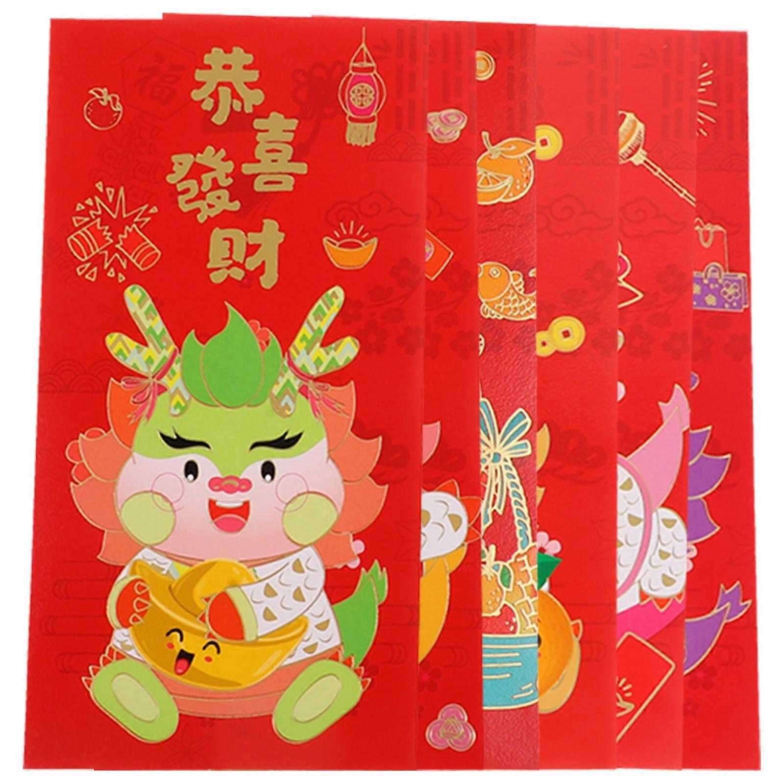 Chinese New Year Red Envelopes 2024 with Dragon Design for Party Use Sturdy Paper Red Packet