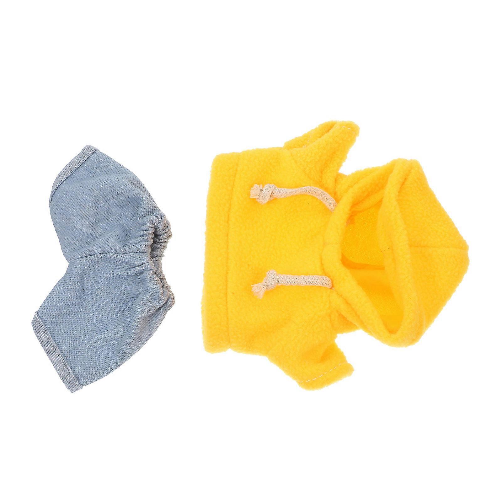 FRCOLOR Plush Bear Hoodies and Jeans Set for 20cm Dolls Cute Cozy Doll Clothes Outfit for Stuffed Animal Dress Up Costume