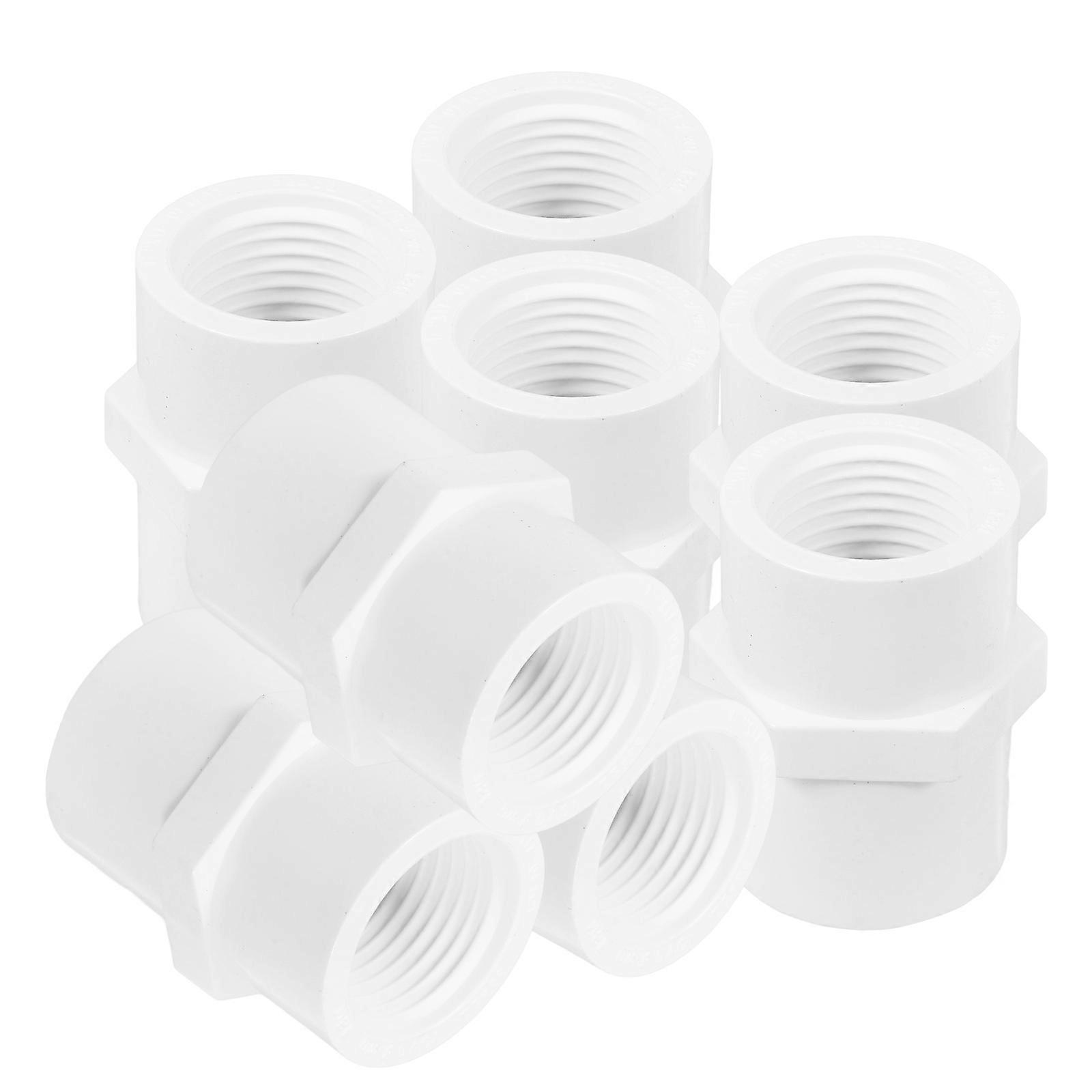 PVC Pipe Fitting for Water Line with Slip Socket and Threaded Coupling White Durable for Daily Use 8 Pieces