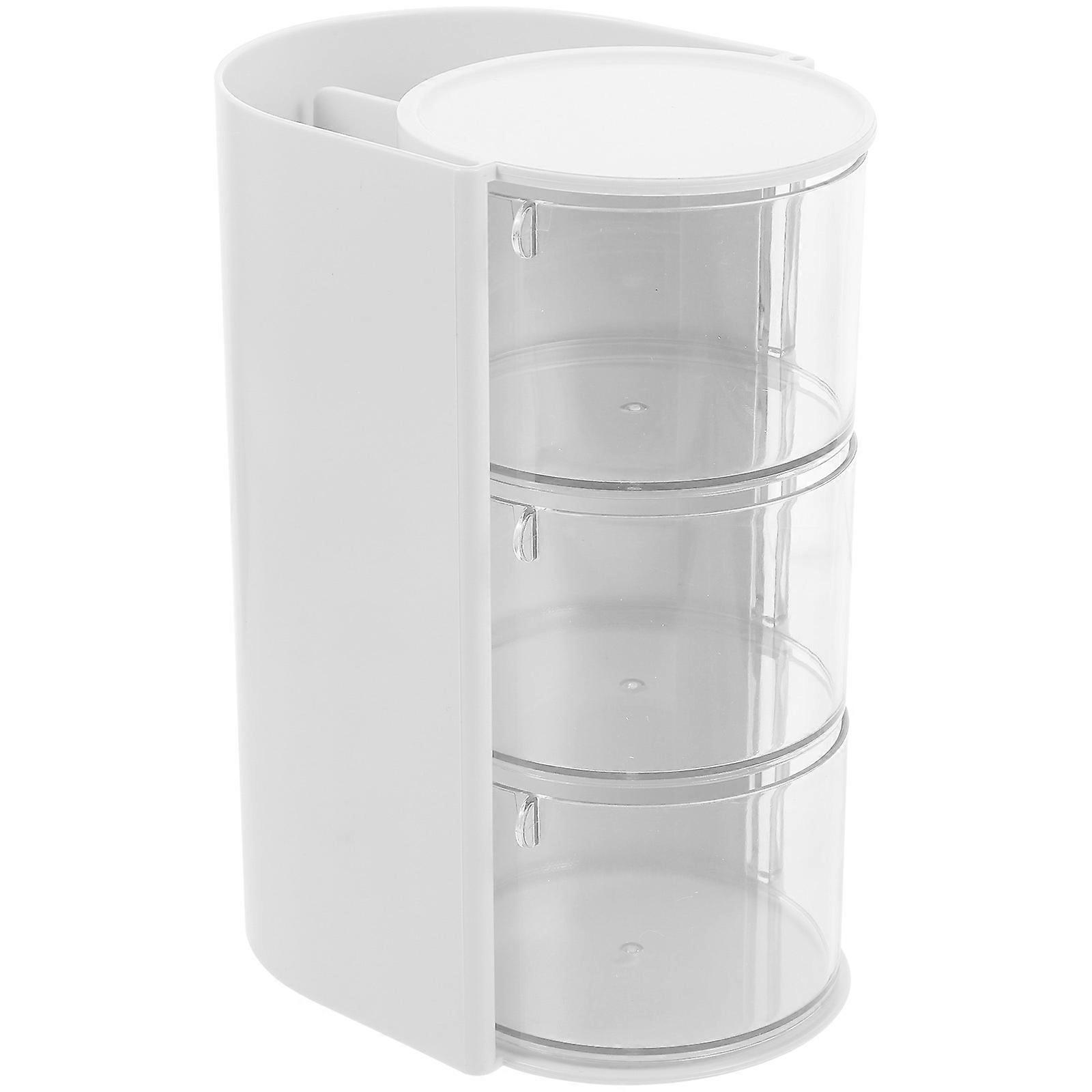 Makeup Storage Unit Rotatable Pen Holder Desktop Cosmetics Organizer Rectangular Modern Design For Home Use 1Pack