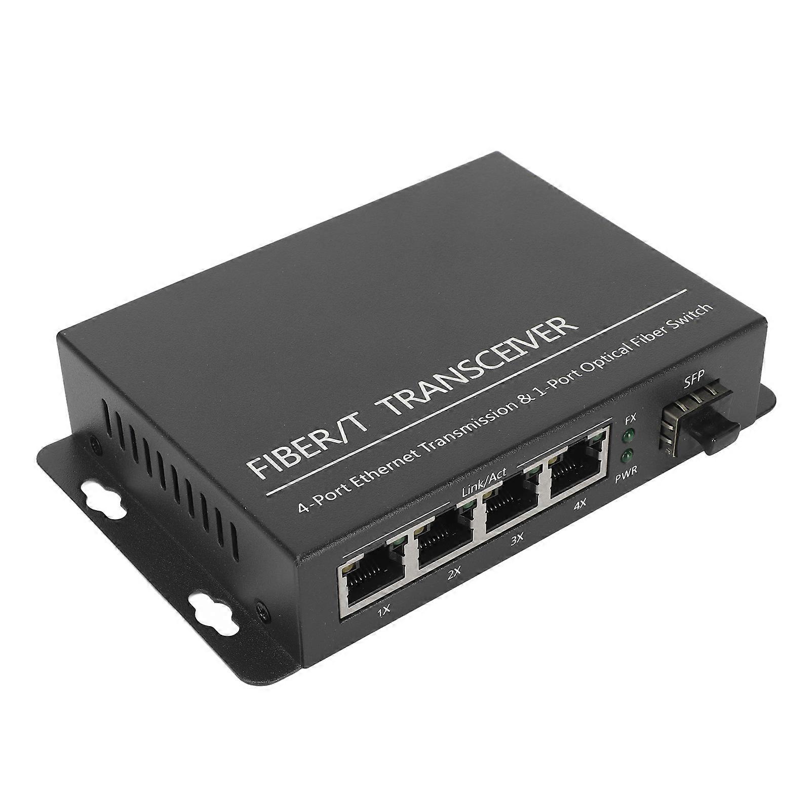 SFP Fiber Media Converter 1 Optical Port 4 Electrical Port Up To 120km RJ45 Port Ethernet Fiber Switch 100‑240V UK Plug 