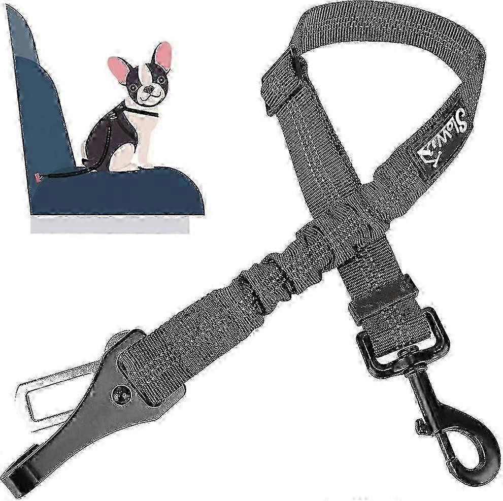 Imbracatura per cani regolabile 2 in 1 con attacco per barra di blocco - Imbracatura di sicurezza per auto e paraurti elastico in nylon elastico con cinghia di fissaggio riflettente