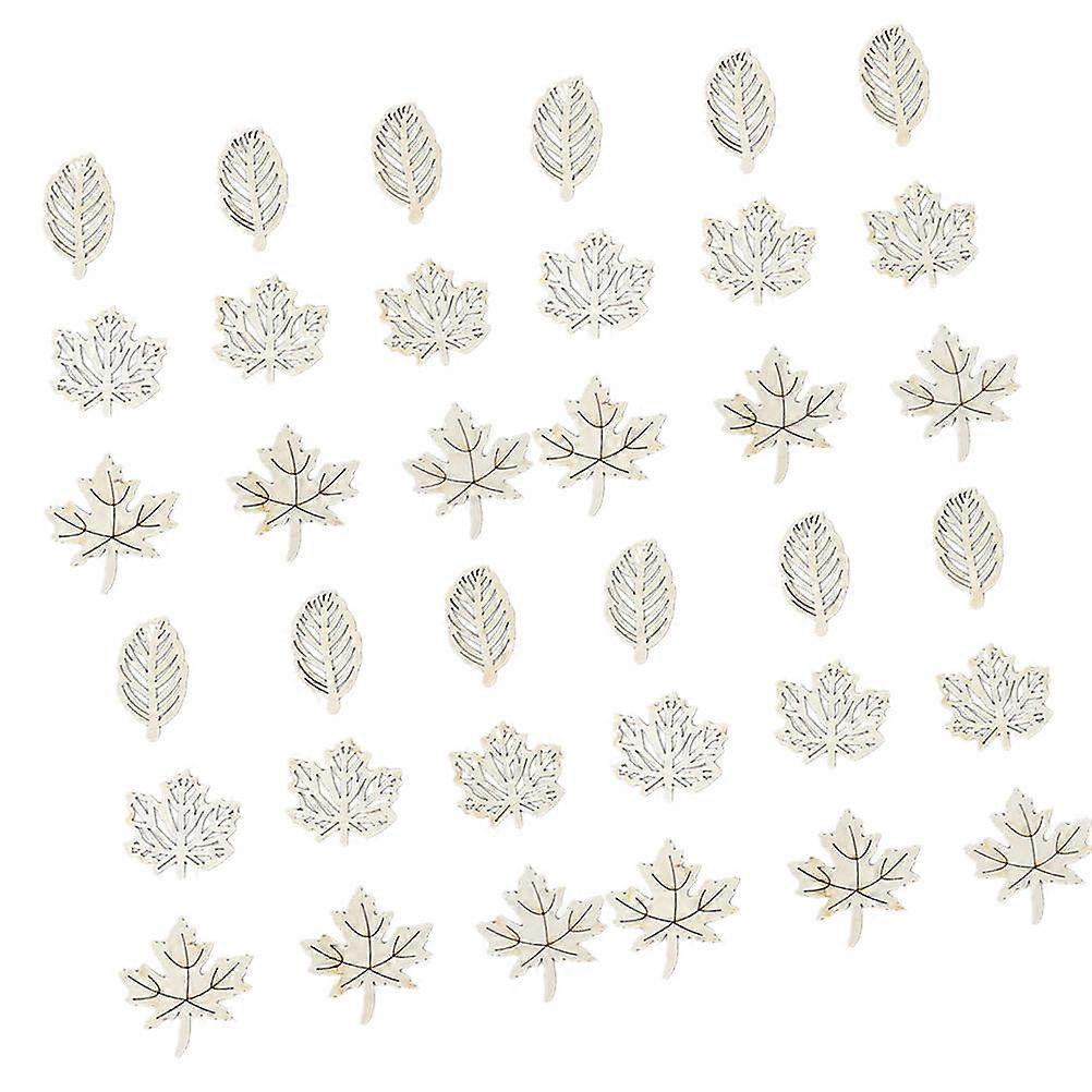 Khaki Synthetic Leaves Wooden Slices for Decoration Art Craft Projects Ideal for 90pcs Mixed Pattern