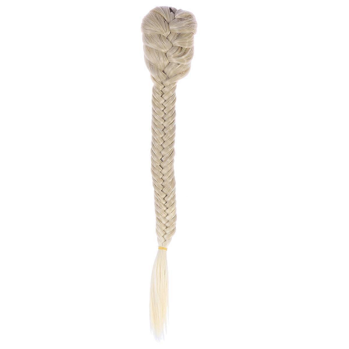 Fishtail Braid Ponytail Extension with Adjustable Drawstring and Clips for Decoration Ivory 1920 inches