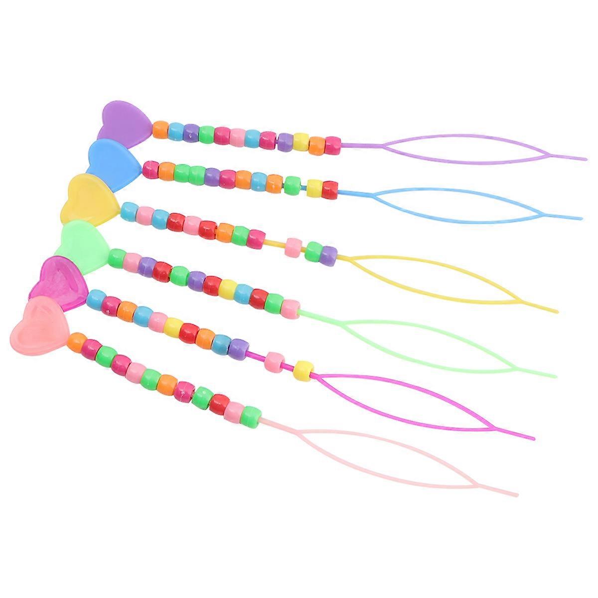 12PCS Cute Portable Hair Braid Needles Manual Bun Tool Special Tool for Kids with Beads (Random Color)