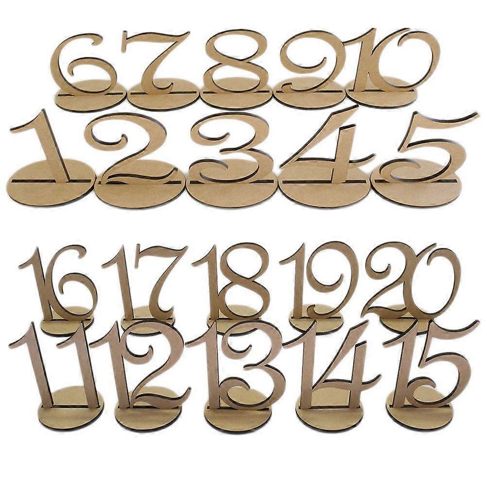 20Pcs Table Number Cards Wooden Number Shape Signs for Reception Seating